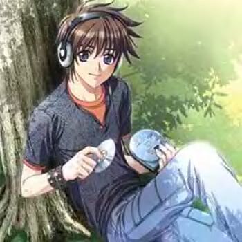 Brunette guy with his music