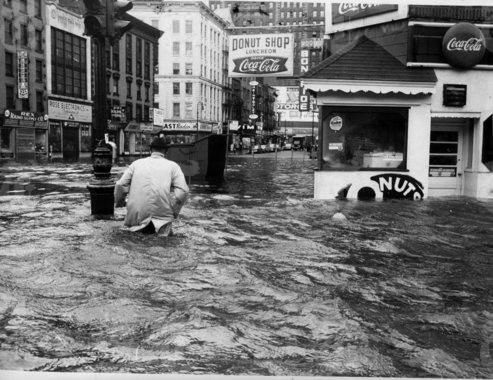 1960 Flooding Photograph Lower Manhattan Hurricane Donna New York City
