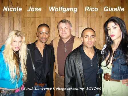 The director Wolfgang Busch, center, flanked by performers from the House of Xtravaganza:  Nicole, Jose, Rico, and Giselle.