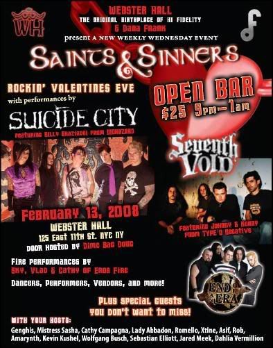 SAINTS and SINNERS at Webster Hall in New York City.