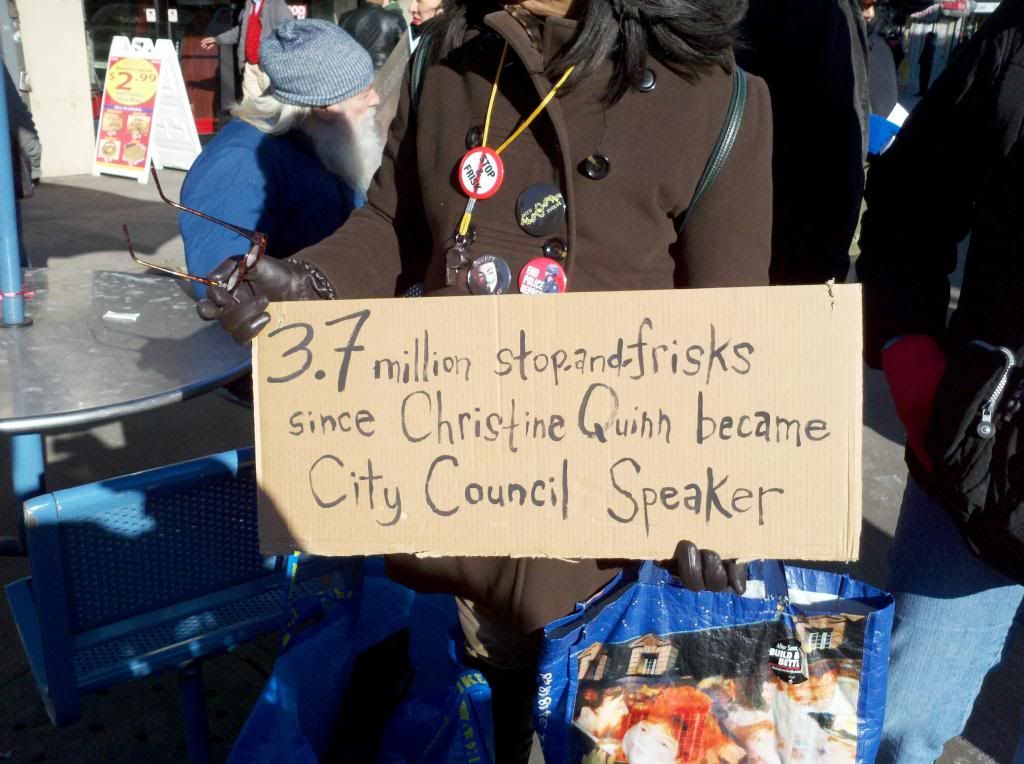 3.7 Million Stop-and-Frisks Since Christine Quinn Became City Council Speaker photo 2012-12-30_13-34-04_929-christine-quinn-stop-and-frisk-sign_zps940ba2e2.jpg