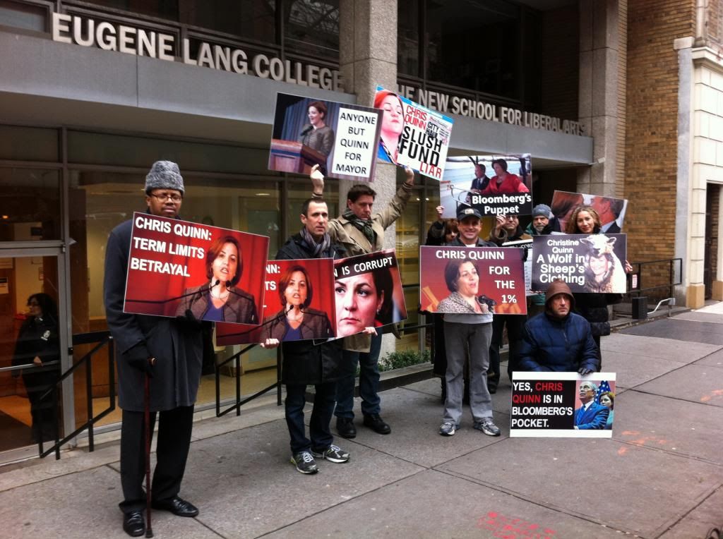 Protest Against Christine Quinn at The New School, Protest Against Christine Quinn at the New School