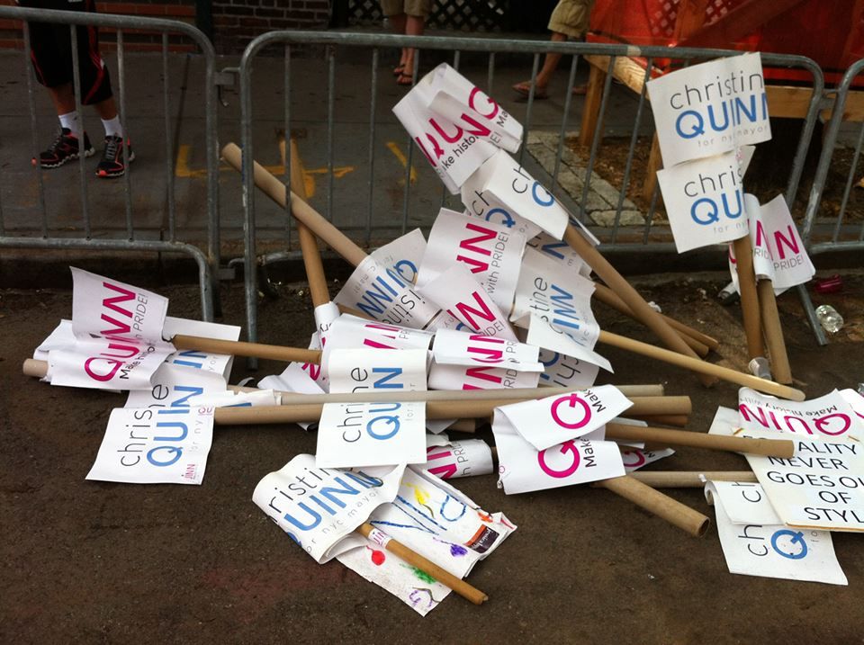 Christine Quinn Campaign Posters - Heritage of Pride Parade NYC 2013 photo 2013-06-30QuinnCampaignPostersLitter_zpsda8da6df.jpg