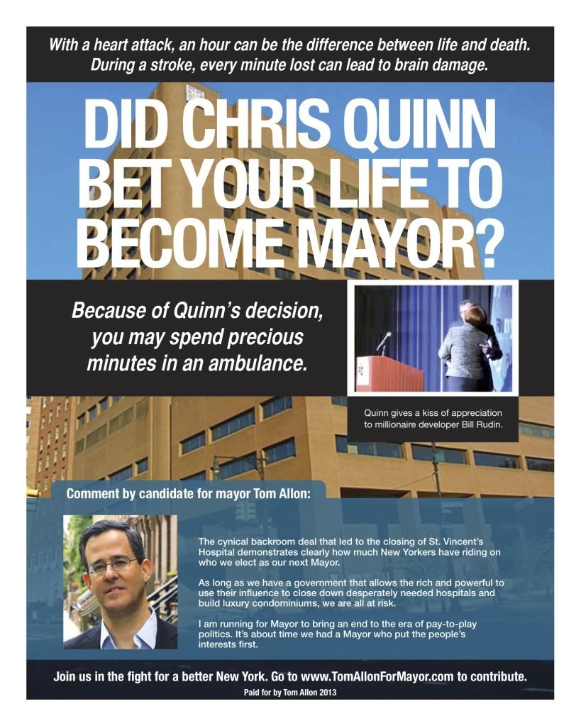 In New Ad, Tom Allon Slams Quinn for St. Vincent's Closure