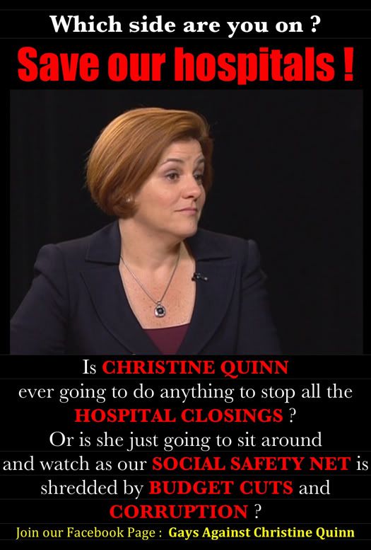 Christine-Quinn-Which-Side-Are-You-On-Save-Our-Hospitals, Christine-Quinn-Which-Side-Are-You-On-Save-Our-Hospitals
