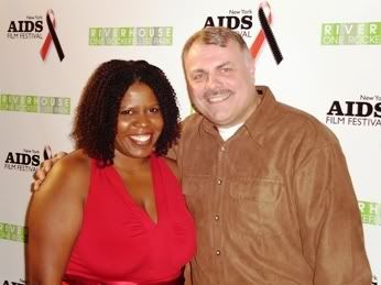 Sonya Lockett, Vice President of Black Entertainment Television, with filmmaker and activist Wolfgang Busch on World AIDS Day 2007.
