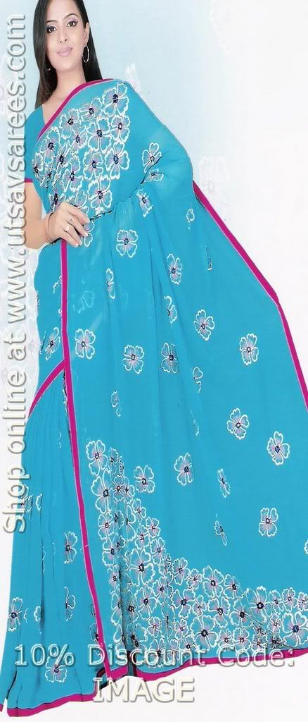 Blue Faux Georgette Saree With Blouse Photo by utsavsaree ...