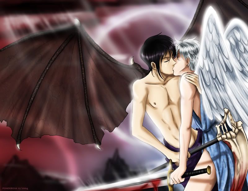 angel demon kiss Pictures, Images and Photos