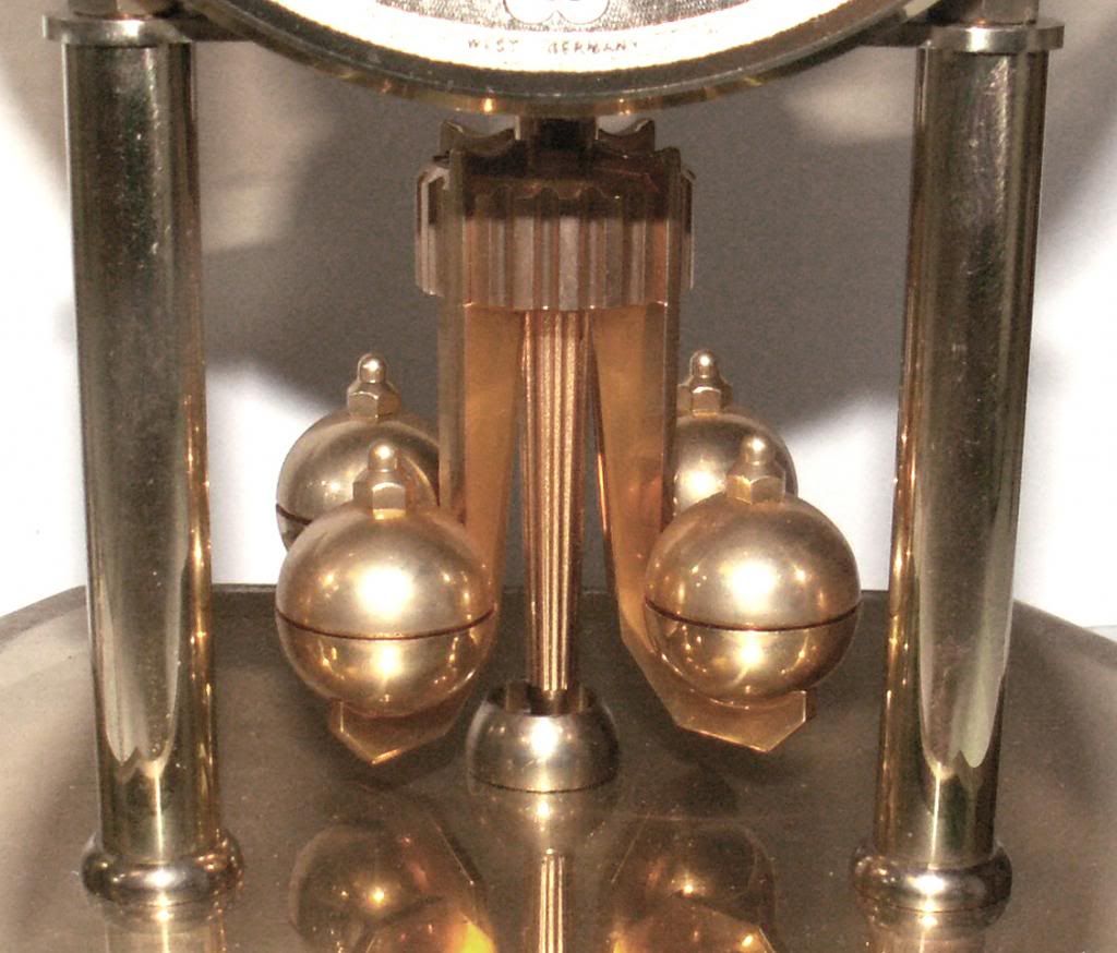 Vintage Kundo Germany Battery Op Brass & Glass Anniversary Case Clock