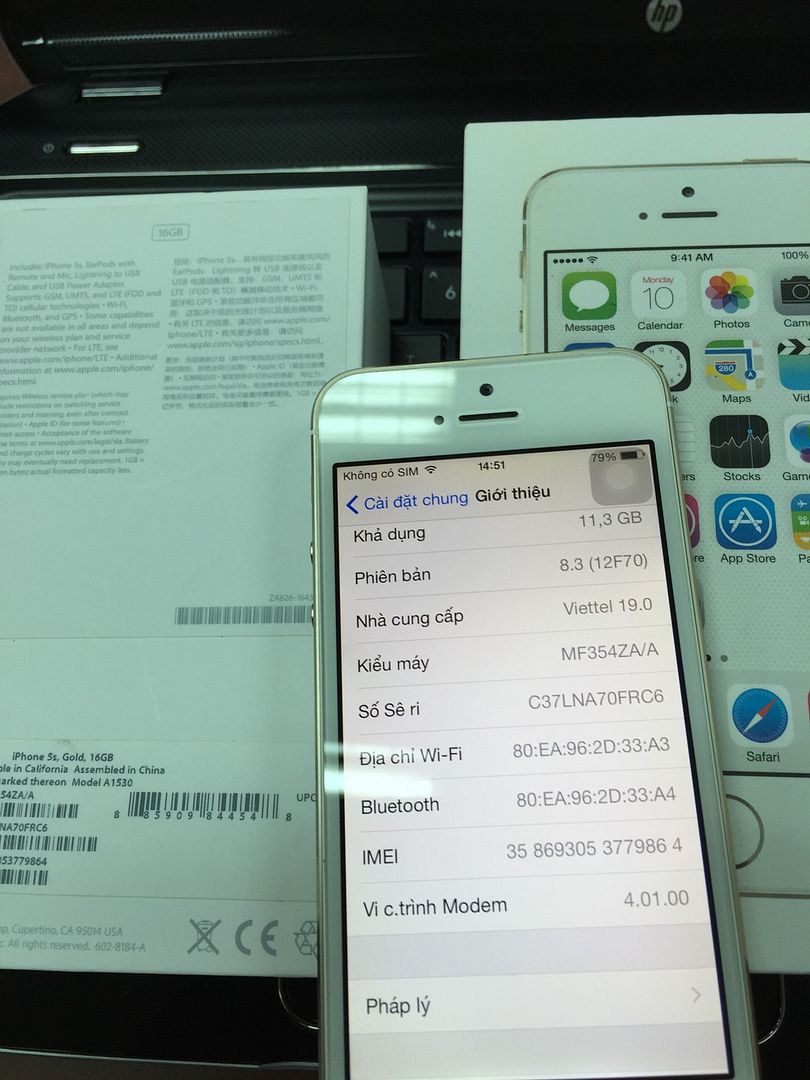 iPhone 5s gold 16GB fullbox trùng IMEI 99.9% nhưng bị lờn nút HOME giá 7tr6 - 1