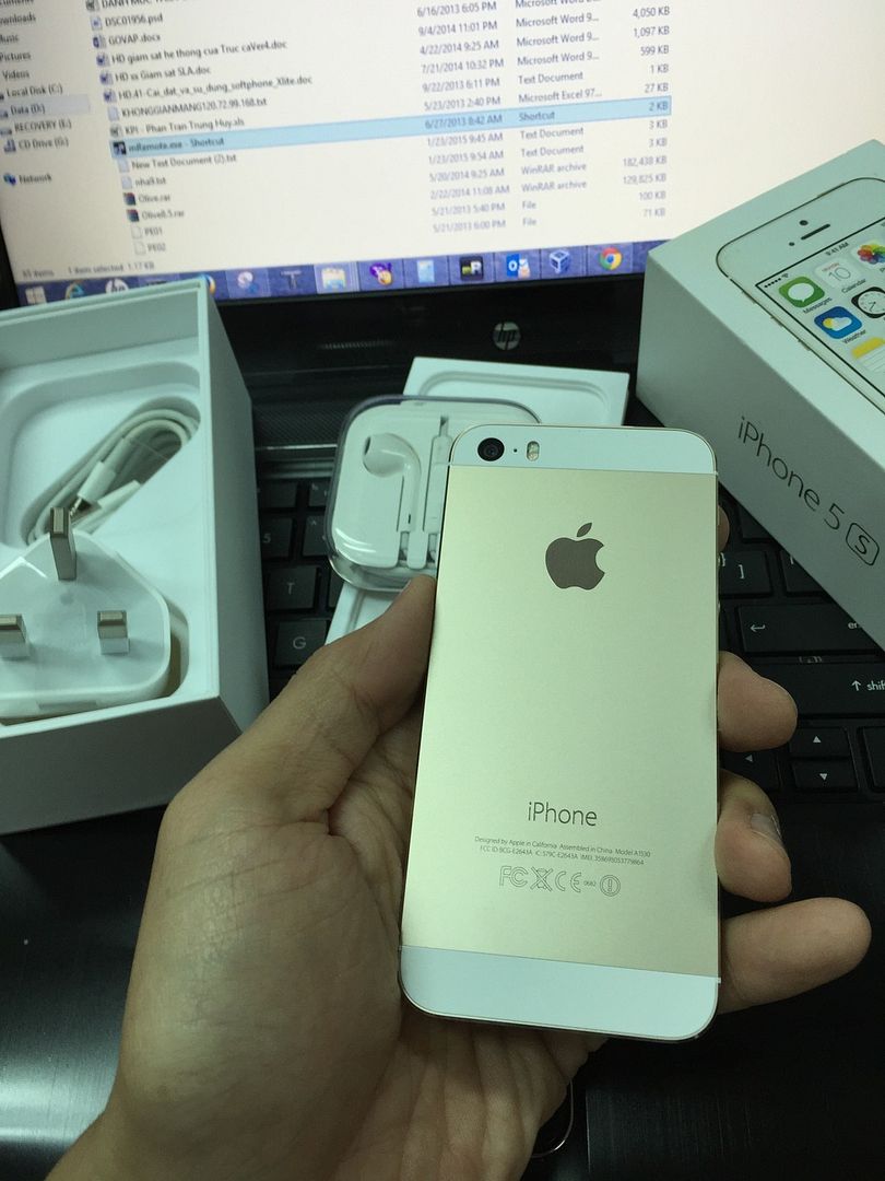 iPhone 5s gold 16GB fullbox trùng IMEI 99.9% nhưng bị lờn nút HOME giá 7tr6