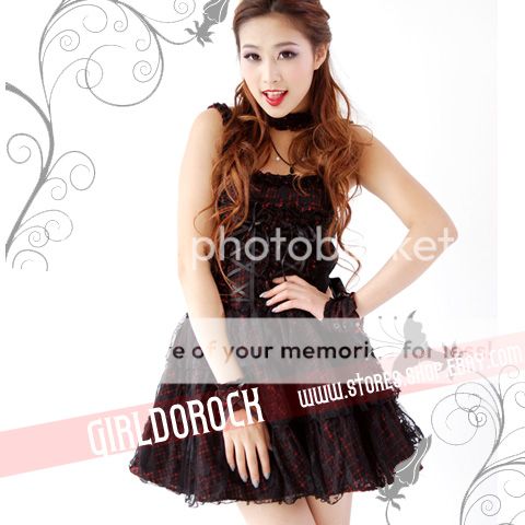 PUNK 61197 GOTHIC LOLITA ALICE LACE DRESS +NECKBAND M L  