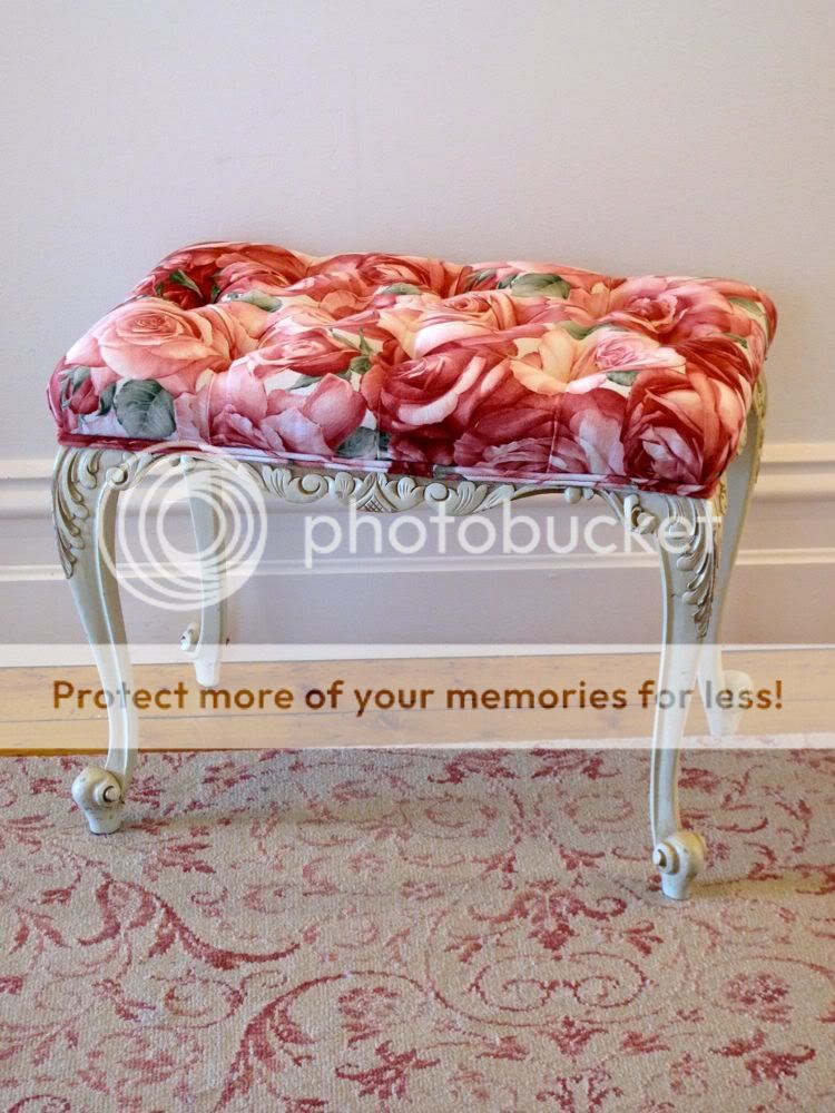 Vintage Louis style rose strewn dressing table stool.  