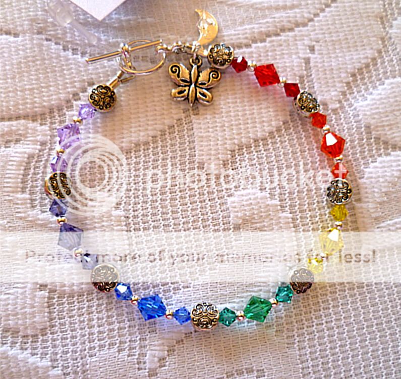 CHAKRA BRACELET RAINBOW SWAROVSKI CRYSTALS 8mm  