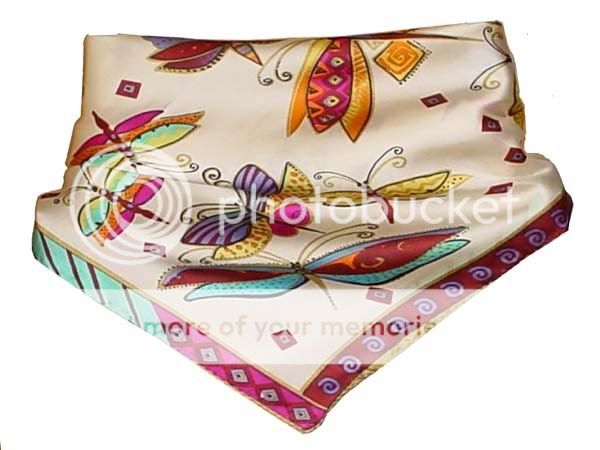 Gorgeous 100% Silk Neck Scarf   Flying Dragonflies  